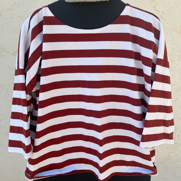 J. Crew Tops - J. Crew Boxy Red 3/4 Sleeve T-Shirt sku001